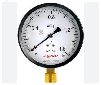 Манометр радиальный ЮМАС МП100М 0-2,5 МПа 100 мм M20⨯1,5